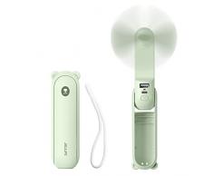 JISULIFE Mini ventilatore portatile, ventilatore portatile 3 IN 1, piccolo ventilatore tascabile portatile USB ricaricabile, ventilatore a batteria [14-21 ore di lavoro] con power bank-verde chiaro