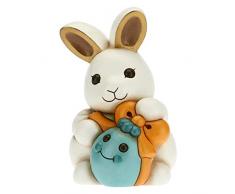 THUN - Coniglio Joy Adorabile con Uovo Azzurro - Soprammobili - Idea Regalo - Linea Color Your Easter - Ceramica - 14,5x15,2x21 h cm