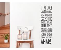ADESIVI MURALI PER LA CASA WALL STICKERS REGOLE DELLA CASA STICKER FRASE AFORISMA ADESIVO MURALE (SM,ALL 80 X 30 CM.) Adesivo4You ®