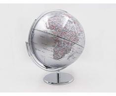 Mascagni 20AO1565 - Mappamondo verticale girevole, colore: Argento/Retroilluminazione LED-MappeMondo Diametro 30 cm, Taglia Unica
