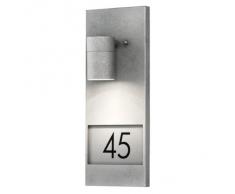Konstsmide 7655-320 Modena - Targhetta numero civico con lampada, 16 x 11 x 41 cm (larghezza x profondità x altezza), 1 lampadina da 35 W, IP44, superficie zincata/galvanizzata