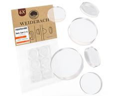 WEIDEBACH® 6x discreto fermaporta maniglia trasparente, paracolpi porta autoadesivi 20x5 mm, proteggi muro da sedie trasparenti, gommini paracolpi autoadesivi per bagno, superfici in vetro, pareti.