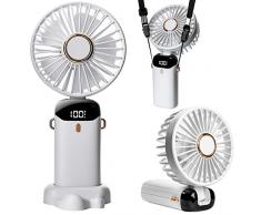 Mini Ventilatore Portatile, 4000mAh Batteria Ventilatore Silenzioso, Ventole Palmare 5 velocità Regolabili per Scrivania raffreddamento da viaggio in ufficio a casa