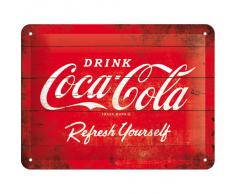 Targa di metallo 15 x 20 cm - Coca-Cola - Logo Red Refresh Yourself