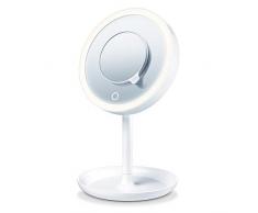 Beurer BS 45 Specchio Cosmetico con Illuminazione LED Regolabile, Ingrandimento 5X e Base Porta Oggetti - 40 g