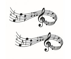 Adesivo Murale Musicale Nero Autoadesiva Adesivo Da Parete Decorativo Fai Da Te Per Soggiorno, Camera Da Letto, Soggiorno Camera Dei Bambini Sfondo Tv Corridoio Aula Di Musica (2 Pezzi)