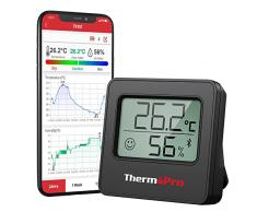 ThermoPro TP357 Bluetooth Igrometro Mini Termometro Ambiente Interno con Allarme, Misuratore di Umidità e Monitor di Temperatura con App Intelligente e Registrazione Dati con Sensore di Umidità