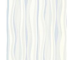 A.S. Création Carta da parati in tessuto non tessuto X-Ray, a righe, 10,05 m x 0,53 m, colore blu/crema, metallizzata, Made in Germany 342751 34275-1