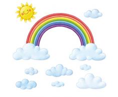 DECOWALL DA-1913 - Adesivi da parete per camera dei bambini, motivo: nuvole e arcobaleno
