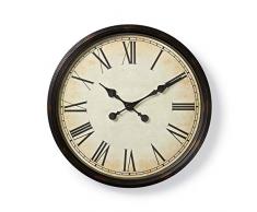 Nedis CLWA008WD50BK - Orologio da parete rotondo, diametro 50 cm, stile anticato, colore: Nero