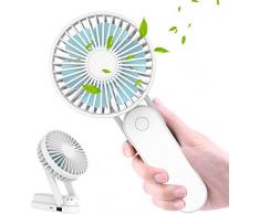 WOWGO Ventilatore Portatile, 2500mAh USB Ricaricabile Ventilatore, Pieghevole Mini Ventilatore Ventole Tavolo Silenzios da Scrivania con 3 Velocità, Collana per Viaggi Casa Esterno Ufficio