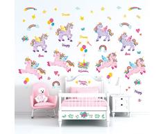 DECOWALL DC-111 Colorato Unicorno Adesivi Murali Rainbow Bambini Citazione Decalcomanie Bambini Rimovibili per Ragazze Cameretta Camera Da Letto Soggiorno Arte Decorazione Della Casa