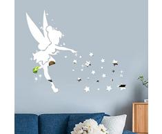 Leikedun 3D Adesivi Murali Specchio Adesivo da Parete Removibile Sticker Fata Ragazza e Stella Adesivi Bagno Decorazioni per DIY Camera da Letto Soggiorno Decalcomanie da Parete(2)