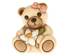 THUN - Bomboniera Teddy con Giglio - Bomboniera Bambina - Bomboniera Prima Comunione - Linea Bomboniere - Ceramica - 5,7 x 4,3 x 5,1 h cm