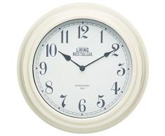 Kitchen Craft Living Nostalgia - Orologio da Parete per Interni, 25,5 cm, Colore: Panna Anticato, beige, metallo, tondo