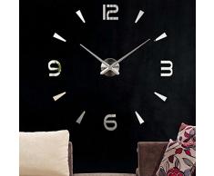 Yosoo Ultra-Silenzioso Orologio da Parete Effetto Sticker Decorazione per Casa Ufficio Hotel Ristorante Fai Da Te - Argento