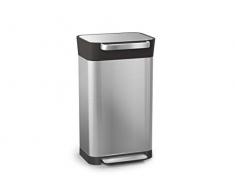 Joseph Joseph Titan 30L - Bidone Rifiuti da cucina con sistema di compattazione dei rifiuti, Contiene Fino a 90L Dopo la Compattazione, Acciaio Inossidabile
