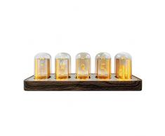 Lonyiabbi Nixie - Orologio elettronico a tubo con LED che si illumina e si illumina, stile retrò, moderno, in legno, alimentato tramite USB, decorazione per la casa, idea regalo (non richiede
