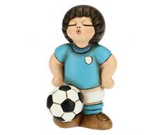 THUN - Soprammobile Bimbo Calciatore Bianco-Azzurro - Accessori Cameretta e Bomboniere - Linea Bomboniera - Formato Piccolo - Ceramica - 4,5 x 4,5 x 7 h cm