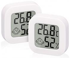 PANSYFEN 2pcs Termometro Ambiente Interno Igrometro Digitale Misuratore Umidità Termoigrometro da Interno per Casa Monitor di Temperatura e Umidità per Stanza del Bambino Ufficio Casa Garage Bianco