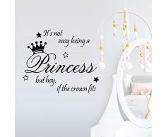 Topgrowth Stickers Murali Frasi Bambini Stickers Murali Camera da Letto Bellissimo Principessa Corona Wall Sticker