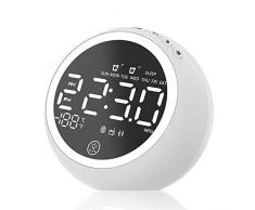 VORRINC Radiosveglia FM, Radio Sveglie Digitale con Doppio Allarme, Altoparlante Bluetooth, Doppie Porte di ricarica USB, Termometro, 5 minuti Snooze, 4 Dimmer, 12/24 H, Batteria di Backup (bianco)