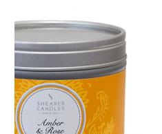 Shearer Candles - Candela profumata allambra e rosa in barattolo in acciaio INOX con decorazione primaverile, 4,7 x 6 cm, colore: Argento