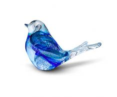 Gocce di Murano statuina Animale in Vetro di Murano Lavorazione Artigianale Vetro soffiato con riflessi Interni Idea Regalo fermacarte soprammobile bomboniera Made in Italy (Rondine Blu)