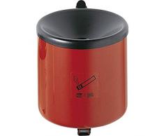 TKG 350021 - Posacenere da parete con dispositivo basculante, ø 90 mm, altezza 100 mm, colore: Rosso