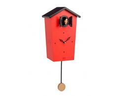 KOOKOO BirdHouse rosso, orologio cucu design moderno, canto di 12 uccelli canori o cuculo, orologio c. pendolo