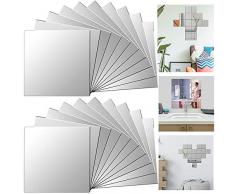 Xinlie Specchio Adesivo da Parete in Acrilico Specchio Quadrato Cerchio Specchio Adesivo Parete Specchio per Parete Adesivo da Parete a Specchio Fogli Specchi per la Decorazione Domestica(20 Pezzi)
