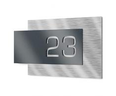 Graviers Design Targhetta per numero civico in acciaio inox V2A, 265 x 150 mm, antracite metallico, resistente alle intemperie antiruggine, personalizzabile secondo il proprio numero, Made in Germany