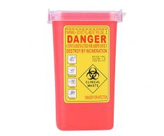 Contenitore per oggetti taglienti Contenitore per oggetti taglienti in plastica per tatuaggi Contenitore per rifiuti da 1 litro(Rosso)