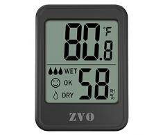 ZVO Igrometro Termometro Interno, Mini Termoigrometro Ambiente Digitale con sensore di monitoraggio della temperatura, Monitor di Temperatura e umidità per Casa Ambiente Ufficio Serra (Nero)