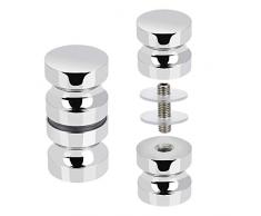 KLYNGTSK 2 Pezzi Doccia Porta Pulsante Pomello per Porta Pomello Doccia Vetro Tondo Pomello Pomolo per Porta Doccia in Acciaio Inox Maniglia per Porta