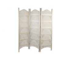 SEPARE PARAVENTO DIVISORIO IN LEGNO MASSELLO BEIGE INTAGLIATO
