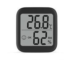 Termometro digitale per ambienti igrometro per interni - misuratore di umidità, monitor della temperatura, ampio display LCD con indicatore icona comfort per casa, garage, cantina, serra, Nero