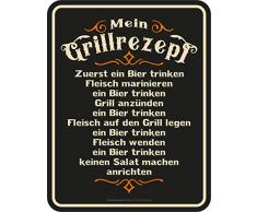 Rahmenlos, targa decorativa in metallo per fan del barbecue: la mia ricetta grigliata.