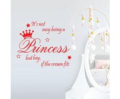 Topgrowth Stickers Murali Frasi Bambini Stickers Murali Camera da Letto Bellissimo Principessa Corona Wall Sticker