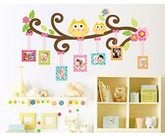 ufengke® Immagine Colorata Cornice per Foto Viti di Fiori e Gli Uccelli del Fumetto Adesivi Murali, Camera dei Bambini Vivai Adesivi da Parete Removibili/Stickers Murali/Decorazione Murale