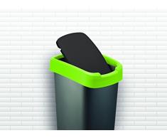 Rotho 1167710264 Pattumiera "Twist", bidone spazzatura con coperchio basculante o ribaltabile, poco ingombrante, capienza 50 litri - circa 40,1 x 29,8 x 60,2 cm, metallo