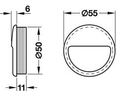 2 pezzi - Ingresso della conchiglia manico rotondo mobili in Bianco Maniglia in plastica - modello h1930 | Acciaio Nichelato | Ø 40 mm | von GedoTec Mobili