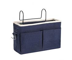 Croselyu, portaoggetti per la casa, multifunzionale, comodino da appendere, portariviste da letto, borsa portaoggetti per libri e riviste, da camera, blu