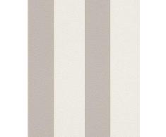 Rasch Prego 700251, carta da parati a righe bianche e grige in tessuto non tessuto