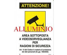 CARTELLO TARGA ALLUMINIO 20X30 AREA VIDEOSORVEGLIATA AL