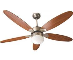 Zephir ZFR9111M Ventilatore da Soffitto con Lampada, Marrone