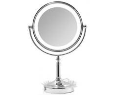 VELMA - SWITCH STAND - LED108 3x - 2 in 1 - Specchio cosmetico / Specchio ingranditore / Specchio da trucco / Specchi per radersi illuminato a LED 2 lati - Ingrandimento x3 + Grandezza normale - Ottone cromato lucidato - 100% inossidabile-