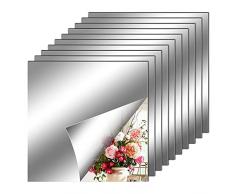 10 Pezzi Adesivi da Parete a Specchio, Specchio Flessibile Adesivo, fogli in materiale morbido Non Vetro Specchio Piastrelle Parete appiccicoso Specchio per Decorazioni Murali Casa (20 x 20 cm)