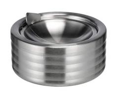 Spetebo, posacenere in acciaio inox con coperchio, portacenere da tavolo da 12 cm, design con coperchio ribaltabile