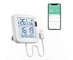 eMylo Termometro Igrometro Ambiente WiFi Interno, Tuya Termometro Digitale Sensore Temperatura con Schermo Retroilluminato Registrazione Dati, Termometro Casa Misuratore Umidità Ambiente (8cm*8cm)